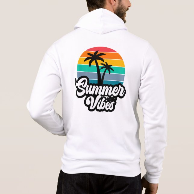Pull À Capuche Vibes d'été avec design de palmiers (Dos)