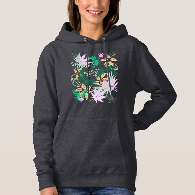 Pull À Capuche Vibes tropicales Feuilles Plantes (Devant)