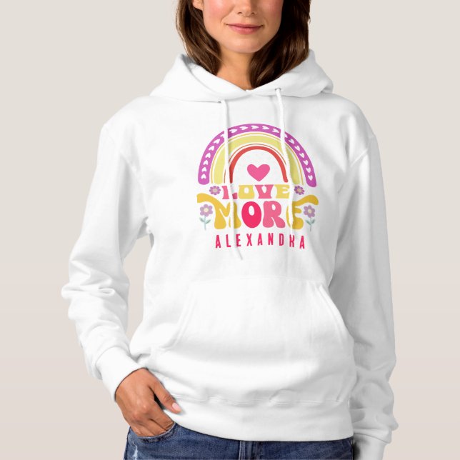Pull À Capuche Vibrant Love plus nom personnalisé (Devant)