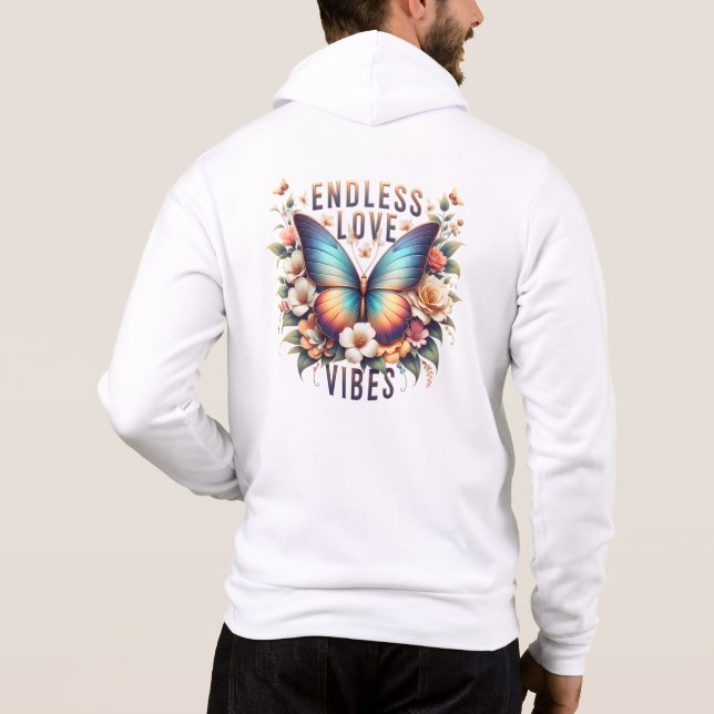 Pull À Capuche Vibrations d'amour sans fin Papillon Art-96281 (Dos)