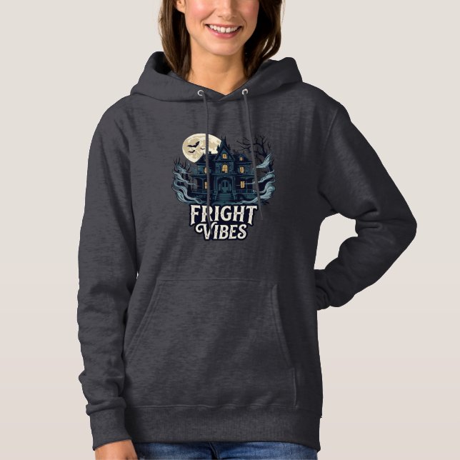 Pull À Capuche Vibrations d'effroi Halloween Maison hantée pleine (Devant)