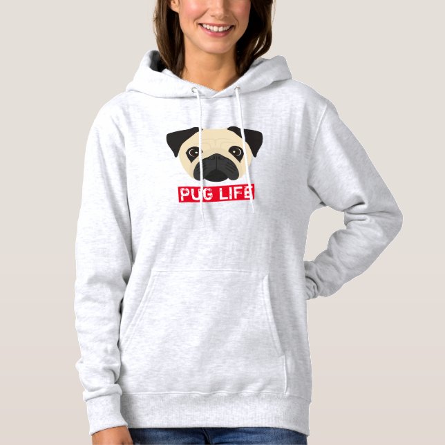 Pull À Capuche Vie de Pug mignonne et drôle (Devant)