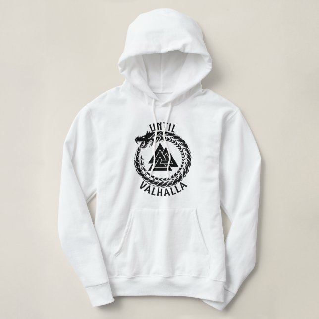 Pull À Capuche Viking Jormungandr jusqu'à Valhalla (Design devant)