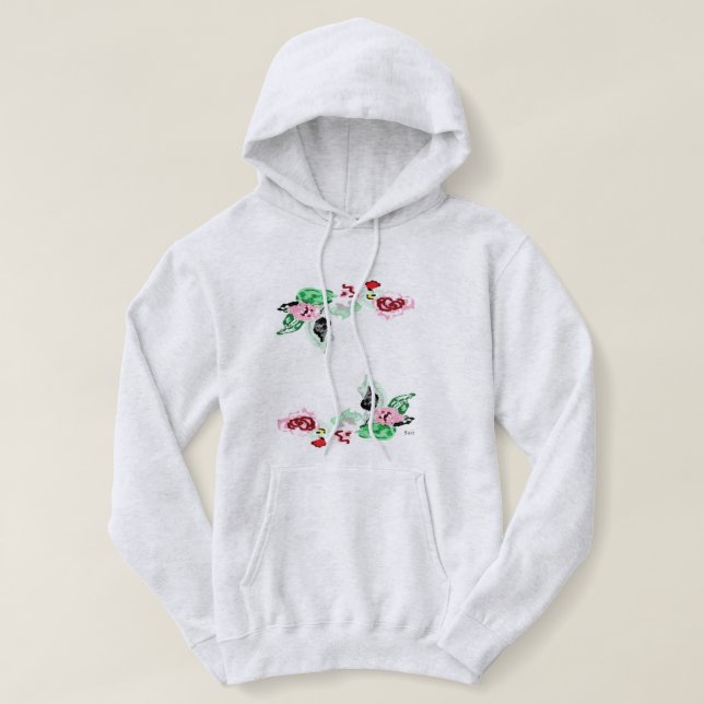 Pull À Capuche Vin Sweatshirt à capuchon de base avec Rose (Design devant)