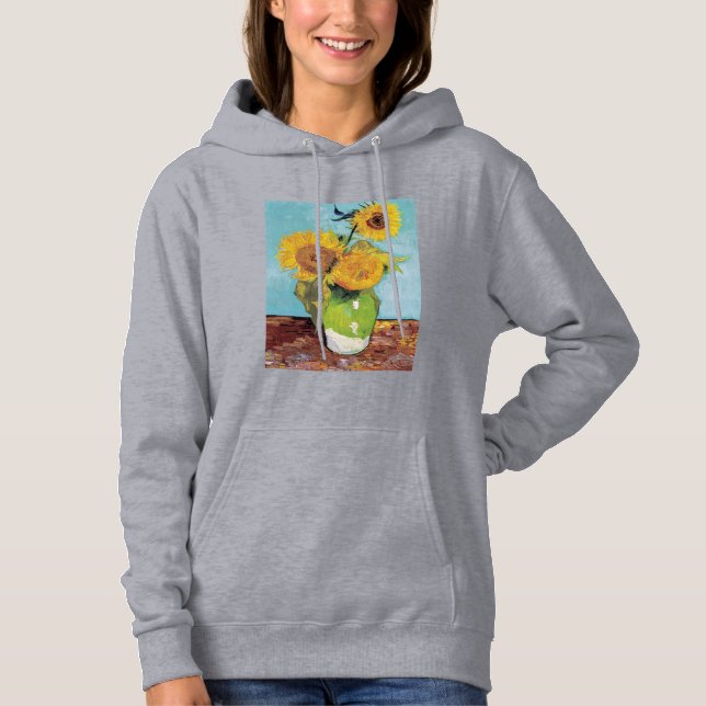 Pull À Capuche Vincent Van Gogh - Trois tournesols dans un vase (Devant)
