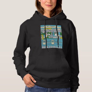 Pull À Capuche Vintage Retro New York City Skyline Ny Manhattan