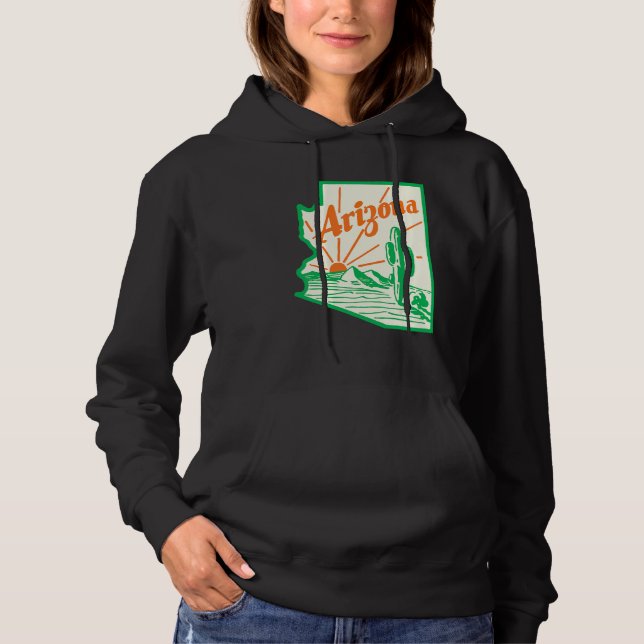 Pull À Capuche Vintage voyage Arizona Cactus (Devant)