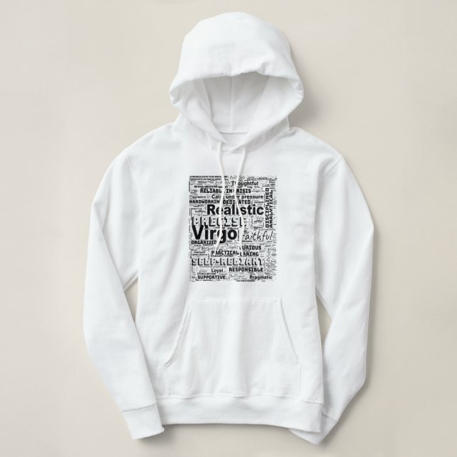 Pull À Capuche Virgo Zodiac Mot Cloud Inspiration (Design devant)