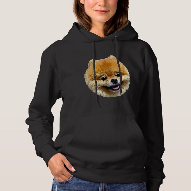 Pull À Capuche Visage adorable de Poméranie (Devant)