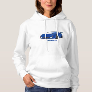 Pull À Capuche Voiture de sport bleue avec illustration d'aile d'