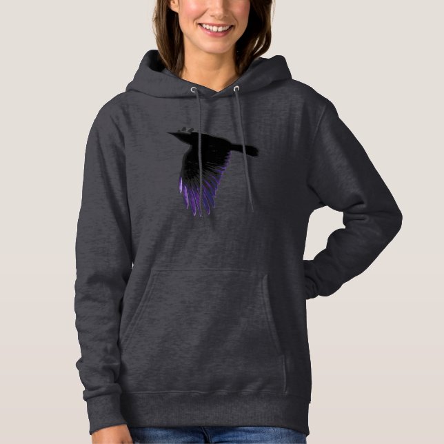 Pull À Capuche Vol de Corneille noire et violette (Devant)