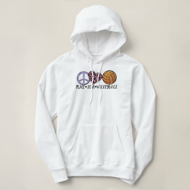 Pull À Capuche Volleyball Amusement amoureux - Peace Love Volleyb (Design devant)