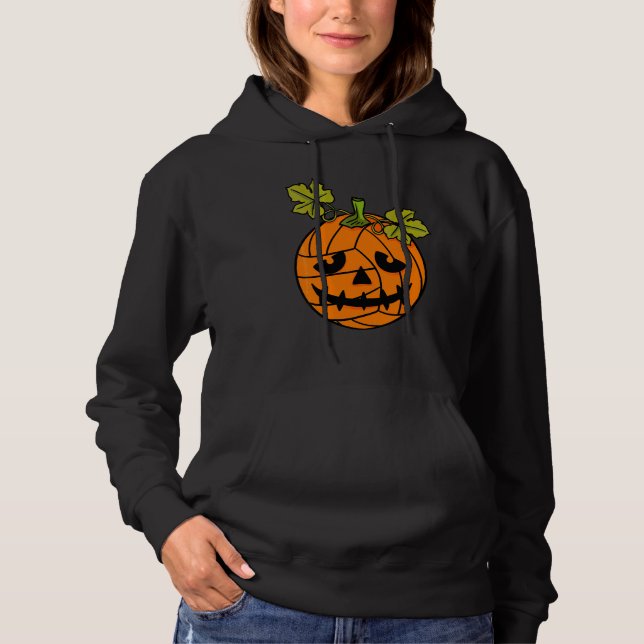 Pull À Capuche Volleyball Citrouille Halloween Jack O Lanterne To (Devant)
