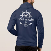 Pull À Capuche Votre nom de bateau Ancre nautique Oars Helm Stars (Dos)