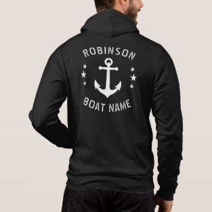 Pull À Capuche Votre nom et bateau Vintage Ancre Étoiles Noir Bla