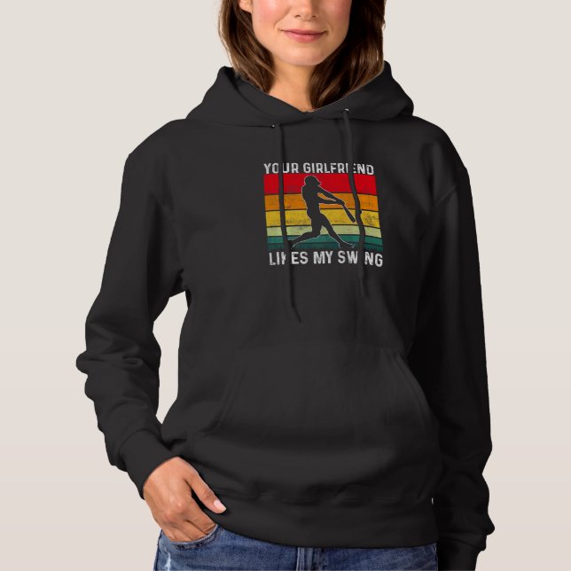 Pull À Capuche Votre petite amie aime mon swing softball pour hom (Devant)