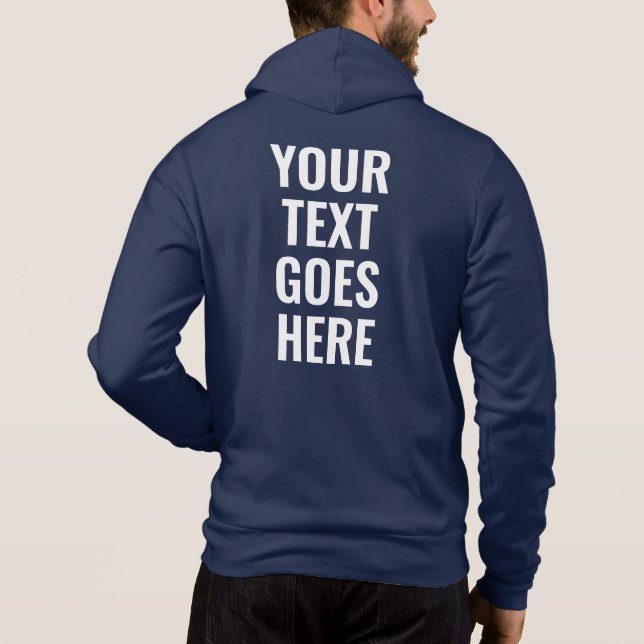 Pull À Capuche Votre Texte Image Mens Élégant À L'Arrière Imprimé (Dos)