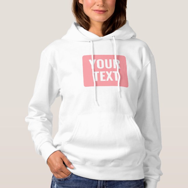 Pull À Capuche Votre texte personnalisé ou nom Blush Rose Blanc F (Devant)