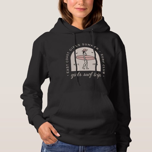 Pull À Capuche Voyage de surf pour filles club de surf meilleures (Devant)