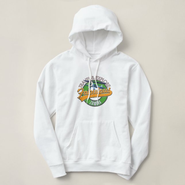 Pull À Capuche Voyagez et explorez la fabuleuse Zambie (Design devant)
