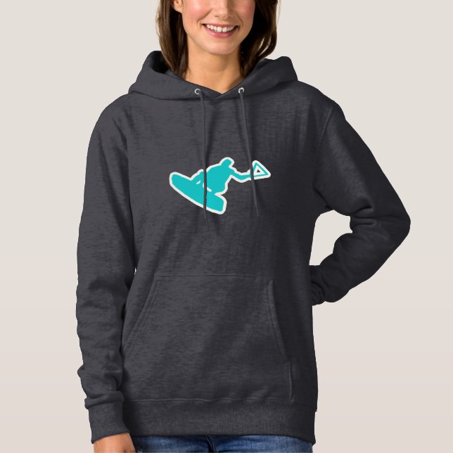 Pull À Capuche Wakeboard turquoise (Devant)