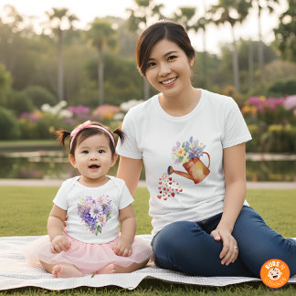 Pull À Capuche Watercolor Floral Watering Can Matching Mommy