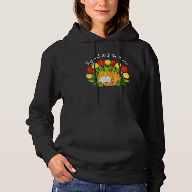Pull À Capuche Women's Graphic Cat Mom Garden Flowers  Cat 1 (Devant)