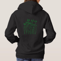 Women's Hoodie (Black- Hand-drawn Cats)