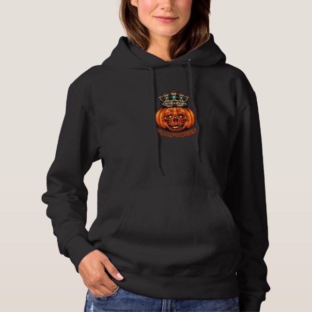Pull À Capuche Womens Pumpqueen crown holiday Halloween nightmare (Devant)