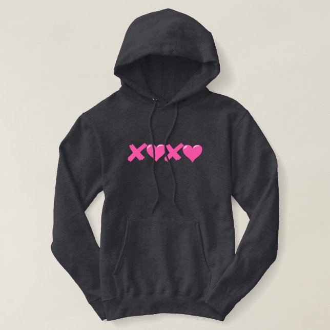 Pull À Capuche XOXO rose (Design devant)