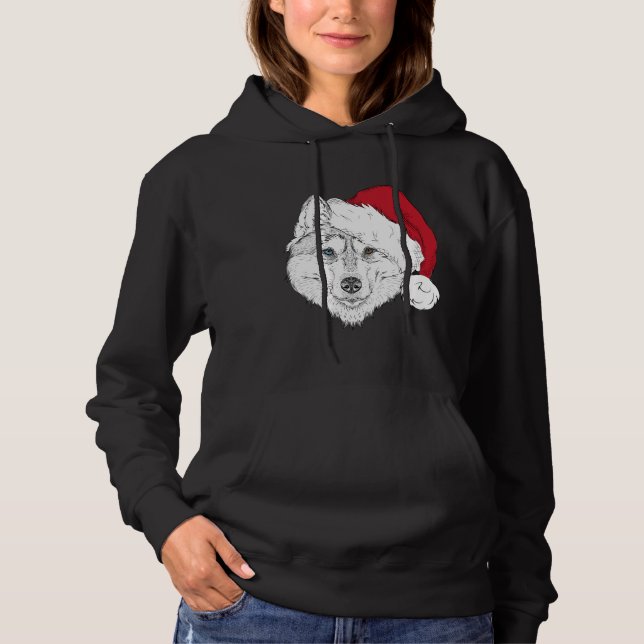 Pull À Capuche Yeux mixtes Père Noël Husky (Devant)