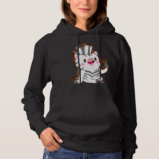 Pull À Capuche Zèbre Multicouche Paix Relaxé Mignon Esthétique (Devant)