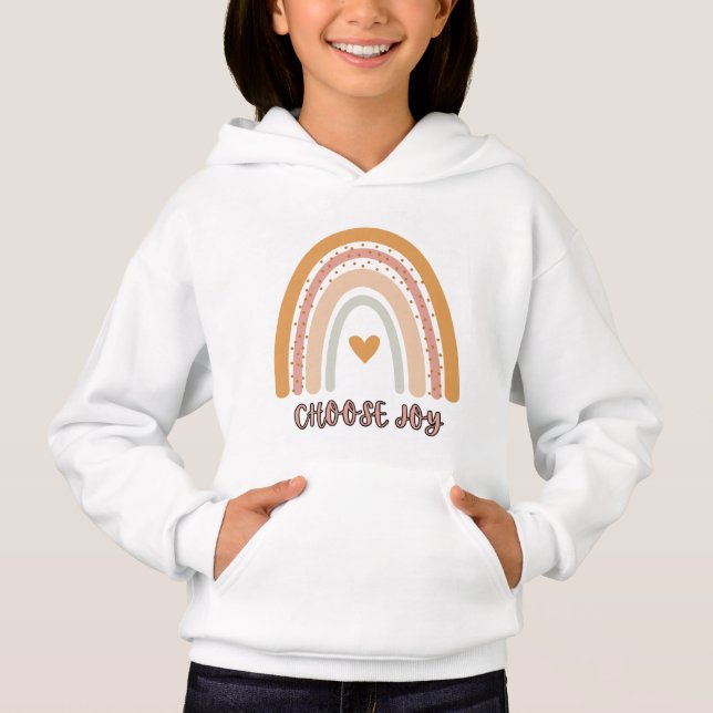 Pullover à capuche pour enfants – Arc-en-ciel bohè (Devant)