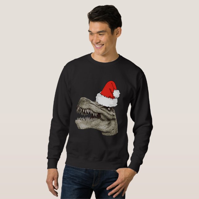 Pullover de chandail de Noël de Noël de T-Rex de (Devant entier)