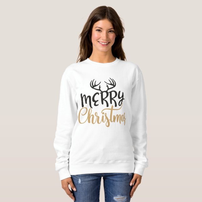 Pullover « Joyeux Noël » à bois pour femmes (Devant entier)