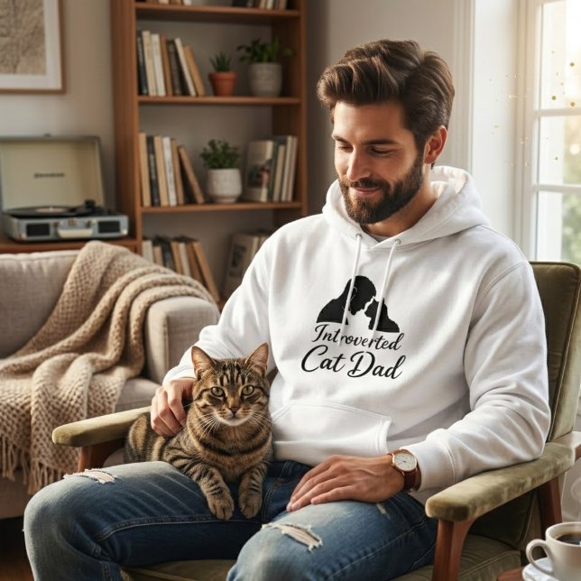 Pullover Silhouette Minimaliste Papa Chat Introver (Créateur téléchargé)
