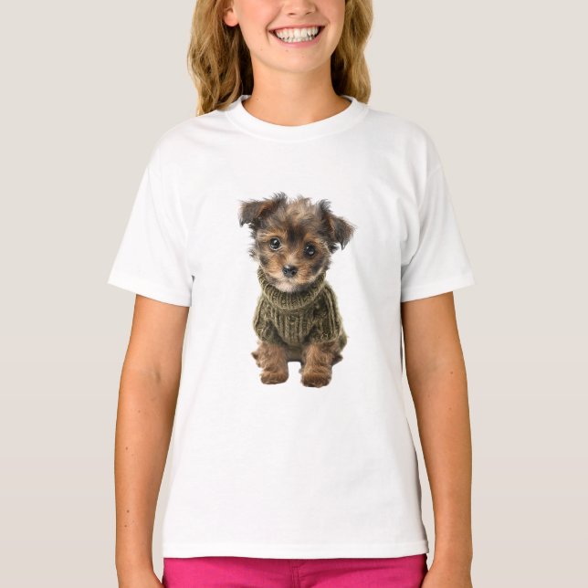 Pullover Vert Yorkie Enfant (Devant)