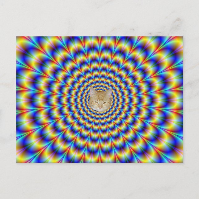 Pulse psychédélique en bleu et jaune carte postale (Devant)