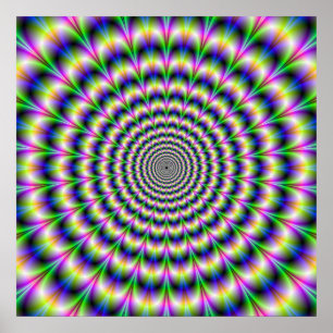 Pulse psychédélique en violet et affiche verte