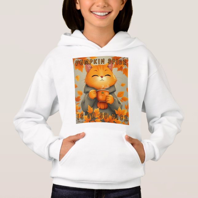 Pumpkin Cat and Dog Personalizable Girl's Hoodie (Devant)