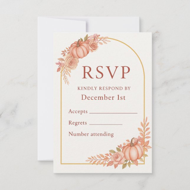 Pumpkin Floral Fall Baby Shower RSVP Card (Devant)