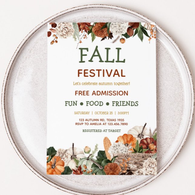 Pumpkin Harvest Fall Festival Party Invitation (Pumpkin Fall Festival Party Invitation)