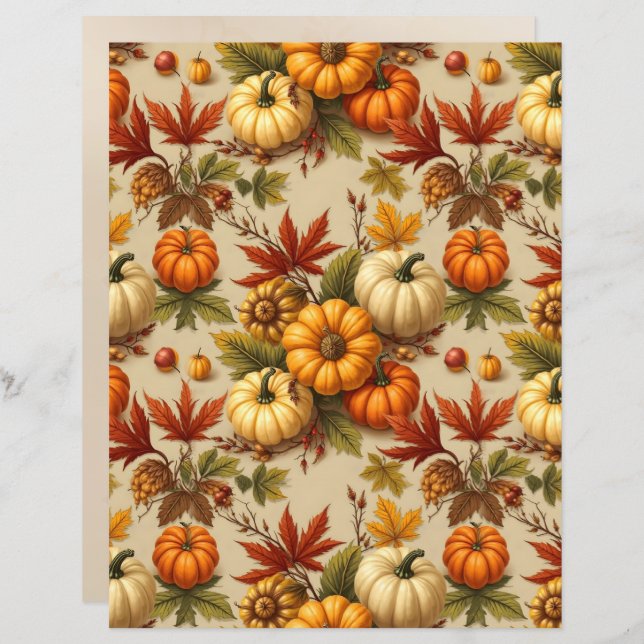 Pumpkin Harvest Scrapbook Paper (Devant / Derrière)