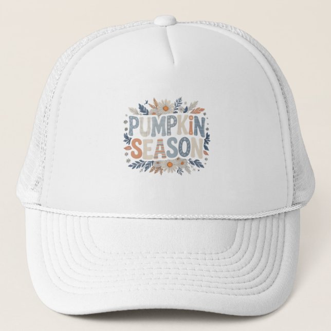 Pumpkin Season – Blue Floral Retro casquette (Devant)