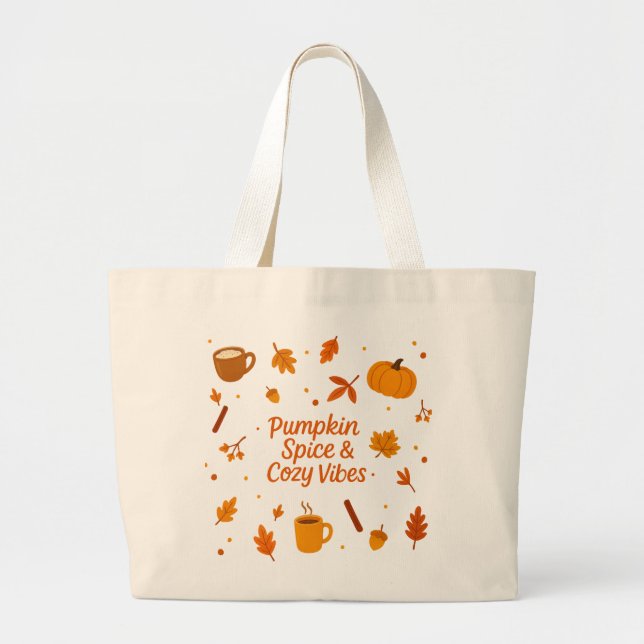 Pumpkin Spice & Cozy Vibes Fall Tote Bag (Devant)