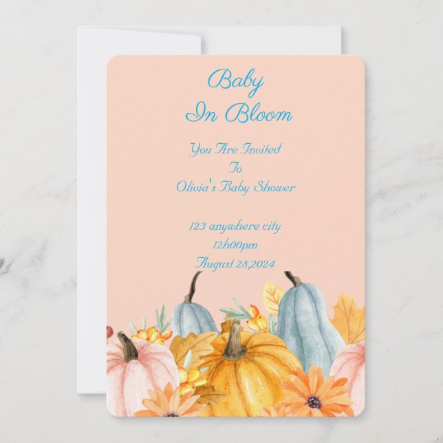 Pumpkins baby shower invitation  (Devant)