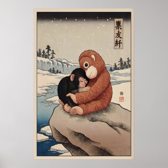 Punch Monkey Poster Japanese Macaque with (Devant)