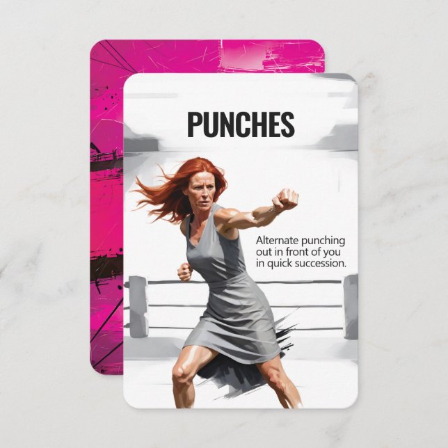 Punches carte de remise en forme avec support rose (Devant / Derrière)