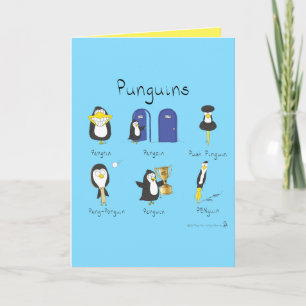 Punguins Puns Penguin Cartes de voeux amusantes