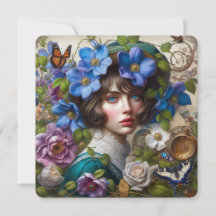 Punk à vapeur floral carte de remerciements victor